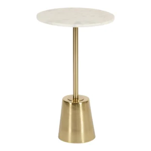 Genuine marble pedestal end table with gold base for luxury event rentals in London Ontario